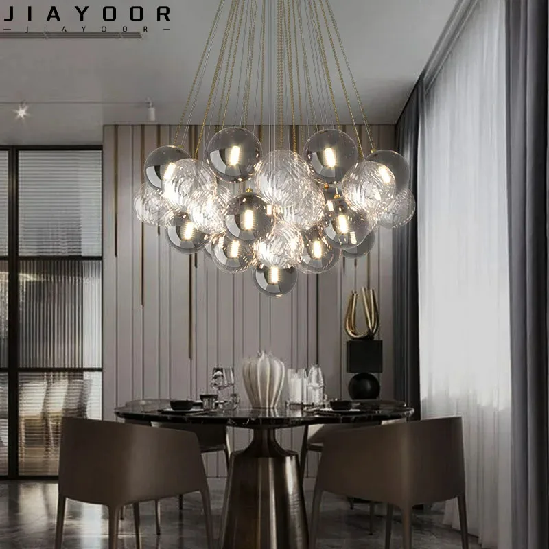 

Modern Smoke Gray Glass Multi Head LED Bedroom Pendant Lamp Home Decoration Living Room Ceiling Glass Ball Lustr Pendant Lamp