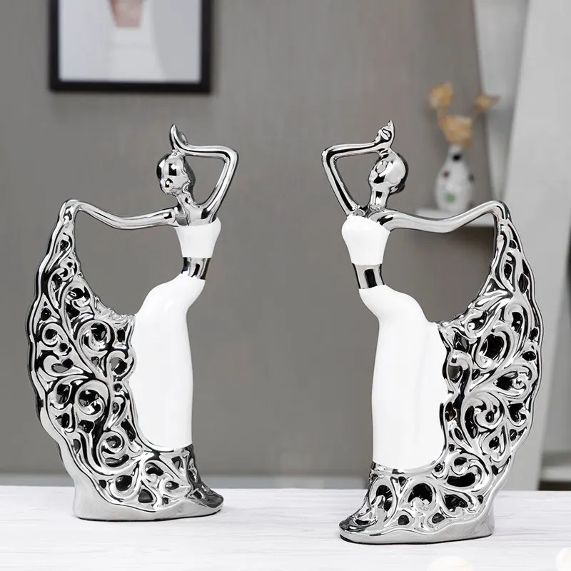 

Simple Modern Art Ceramic Dancer Ornaments Home Livingroom Figurines Accessories Office Desktop Furnishing Decoration Crafts