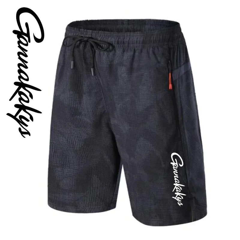 Summer Fishing Shorts Men's Sports Elastic Quick Drying Pocket Running Shorts Slow Running Fashion Beach Men's