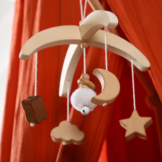 1pcs Baby Crib Mobile Rattle Toys With Music Box Wooden Bed Bell Bracket Educational Toy Nordic Hanging Decor Accessories Gifts 6