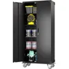 72 Inches Metal Garage Storage Cabinet with Wheels, Locking Metal Storage Cabinet with 4Shelves 1