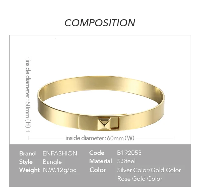 ENFASHION Pyramid Simple Cuff Bracelets Bangles For Women Gold