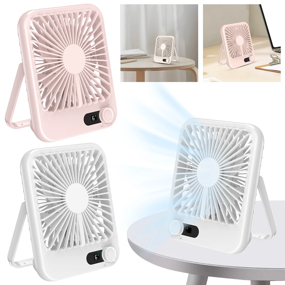 USB/Rechargeable Portable Small Fan Digital Display Personal Desk Fan Adjustable Cooling Fan for Home Room Table Office