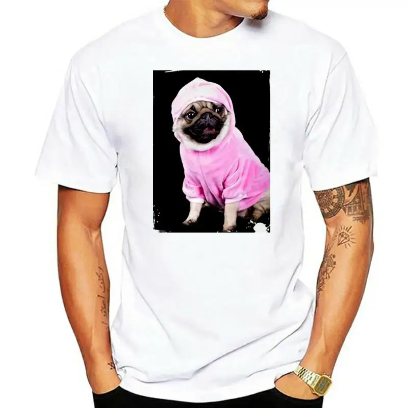 Женская футболка-бойфренд с капюшоном и надписью Pug Dog |
