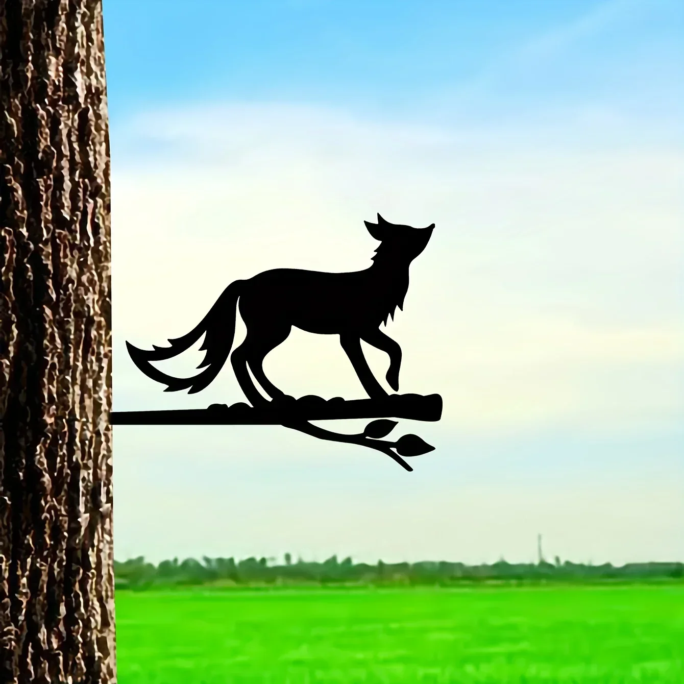 

metal ironFox Christmas Iron Art Silhouette Christmas Ting Courtyard Art Decor Ornaments Wooden Pile Decoration Garden Exterior