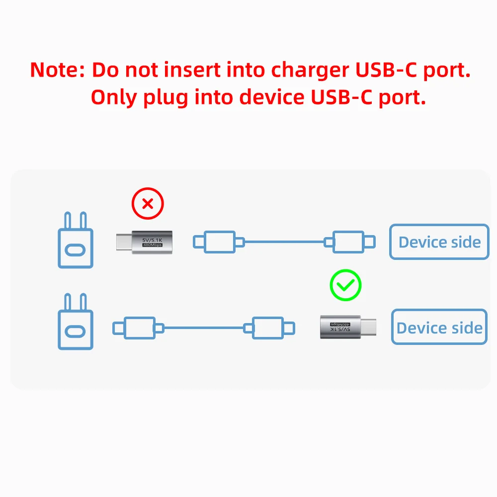 USB-C 5.1K 저항 충전 어댑터 안전한 5V 과전압 보호 소형 스마트 기기용 알루미늄 합금 유형 C 커넥터