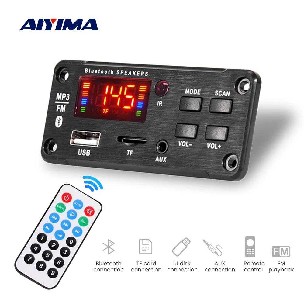 

AIYIMA MP3 Bluetooth Decoder DAC Stereo Power Amplifier 2x30W TF AUX FM APE FLAC Lossless Decoding DIY Car Audio Accessories