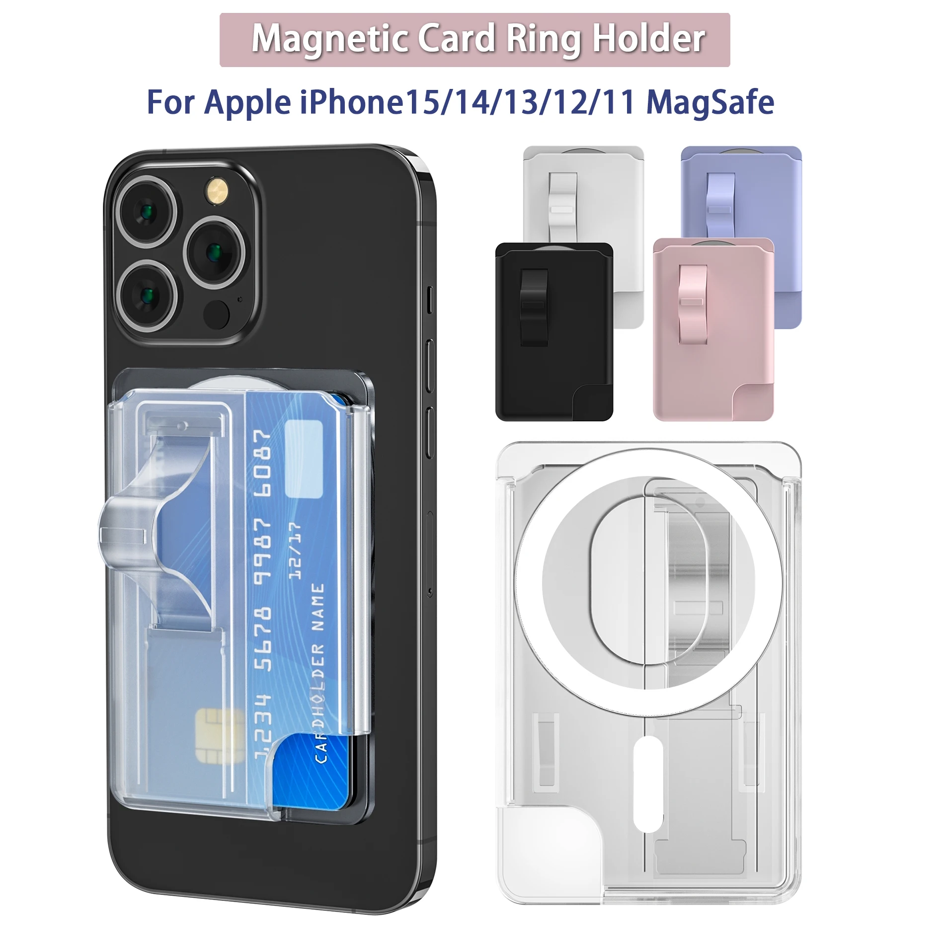 Snap On Magnetic Phone Card Holder Stand Magsafe Wallet Kickstand Fashion Phone Grip Card Holder Slot Per Apple Iphone 15 14 13
