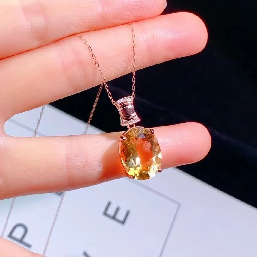 

VVS Grade Natural Citrine Pendant with 3 Layers 18K Gold Plating 12mm*16mm 10ct Citrine Necklace Pendant for Wedding