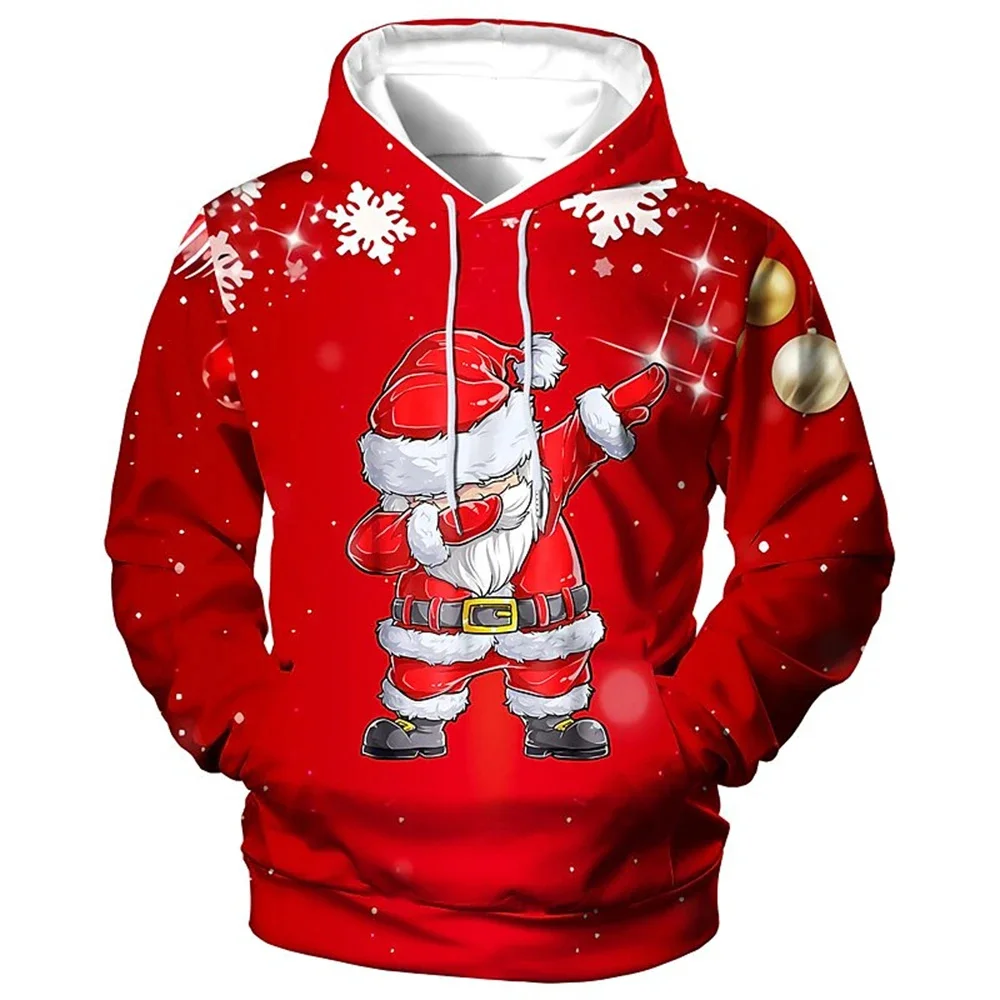 3d качулки с принт на Дядо Коледа за мъже, коледен пуловер с качулка, моден есенно-зимен мъжки облекла, суичър с дълъг ръкав