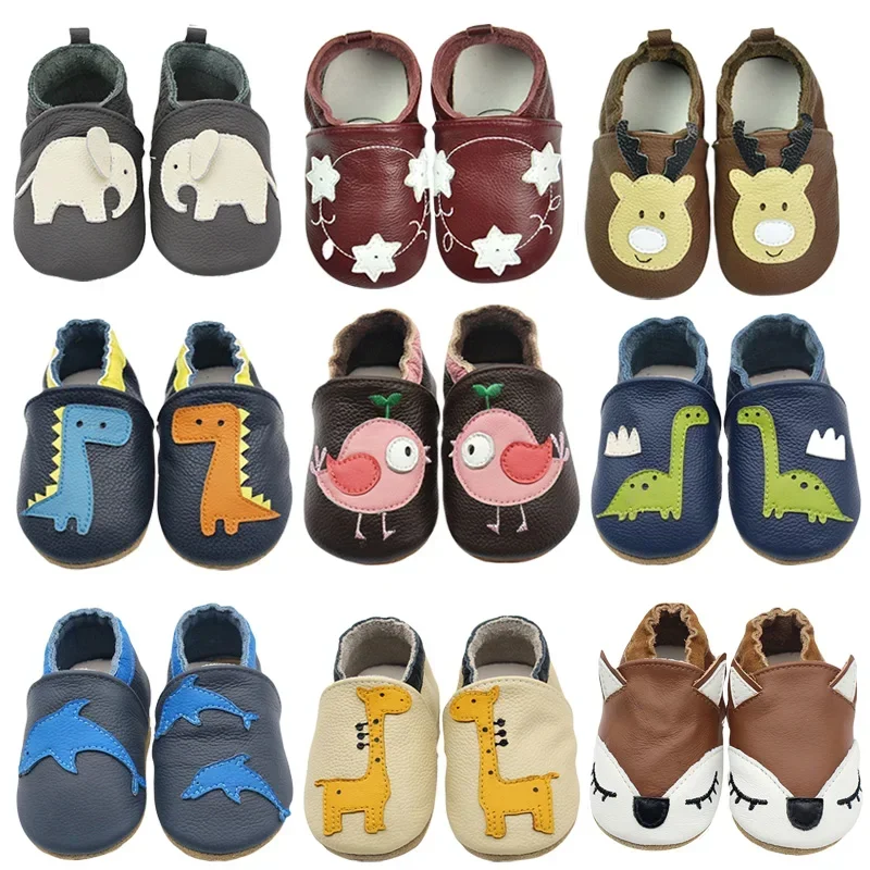 Autumn Baby Shoes Toddle Boys Girls Skid-Proof Shoe Soft Sheepskin Sneakers Fashion Animal Picture First Walker Moccasins 0-24M