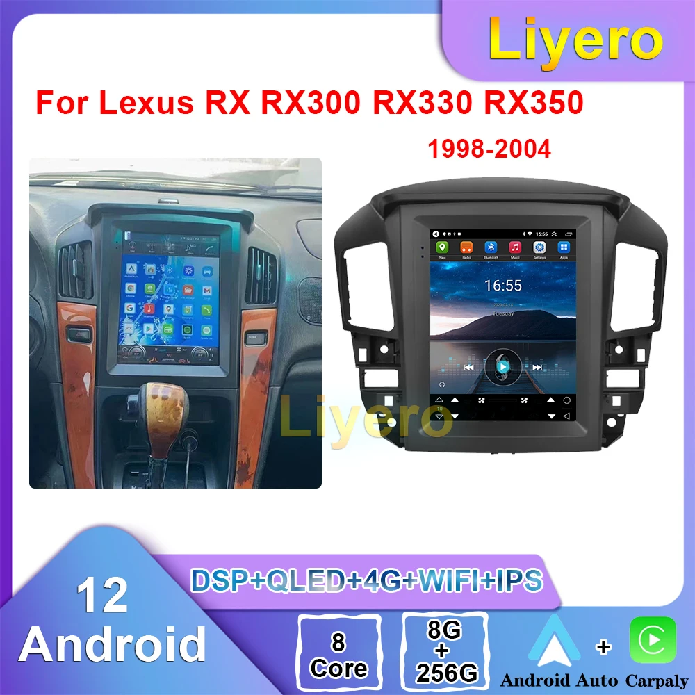 

Liyero Car Radio For Lexus RX RX300 RX330 RX350 Toyota Harrier 1997-2003 CarPlay Android Auto GPS Navigation DVD Player Stereo