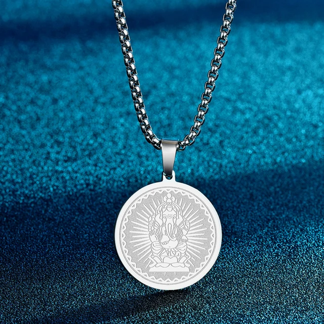 CHENGXUN Hindu Ganesha Coin Pendant 