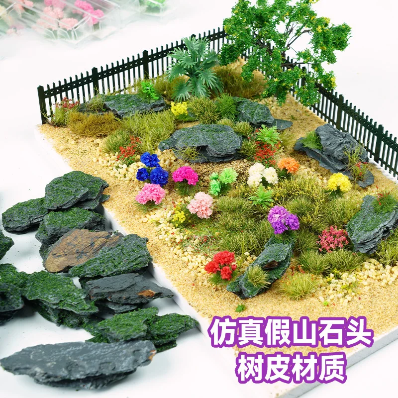 마이크로 조경석 블록 모델 시뮬레이션 석가산 자재 모래 테이블 레이아웃용 불규칙한 이끼 돌 디오라마 액세서리 5개