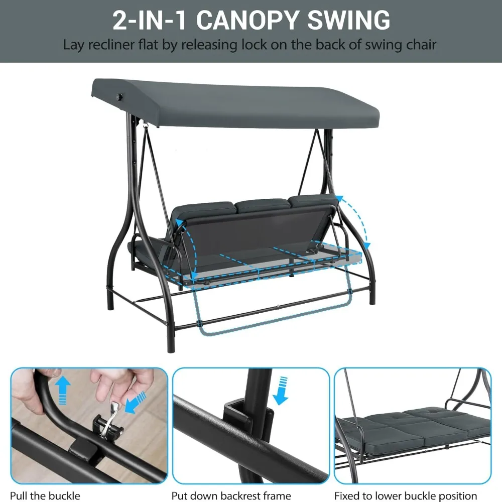 3-Seat Outdoor Porch Swing 4