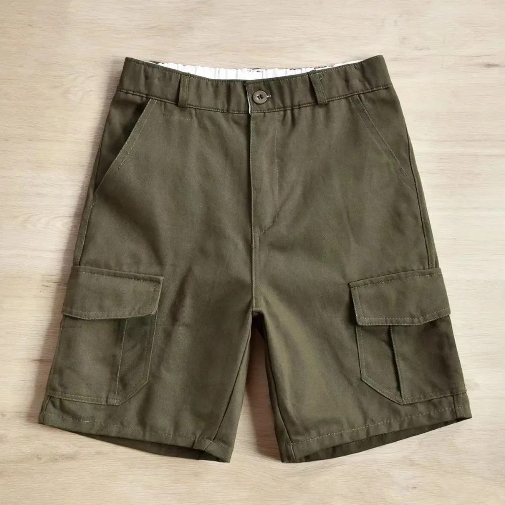 Summer New Multi-pocket Workwear Mid-waist Straight Loose Shorts