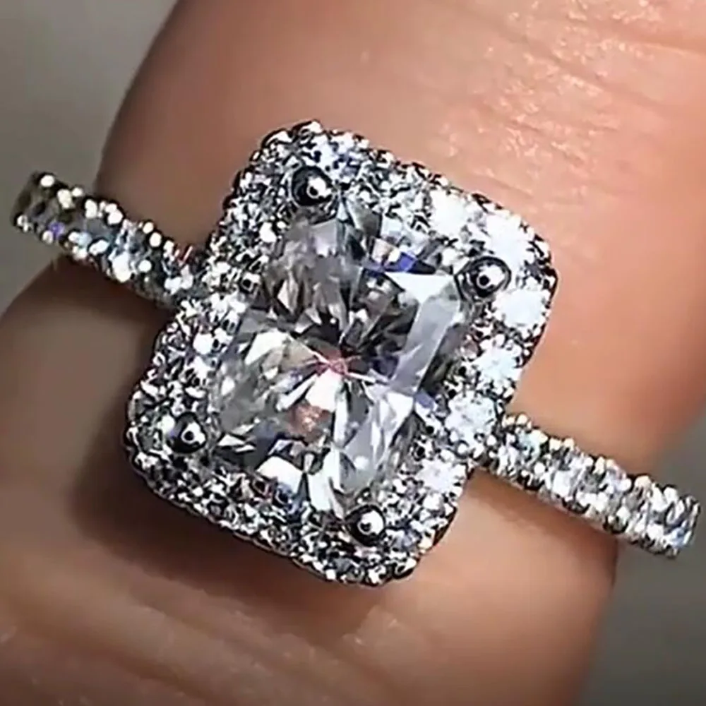 

Custom Solid 10K White Gold Women Wedding Party Anniversary Engagement Ring 1 2 3 4 5 Ct Radiant Moissanite Diamond Ring Luxury