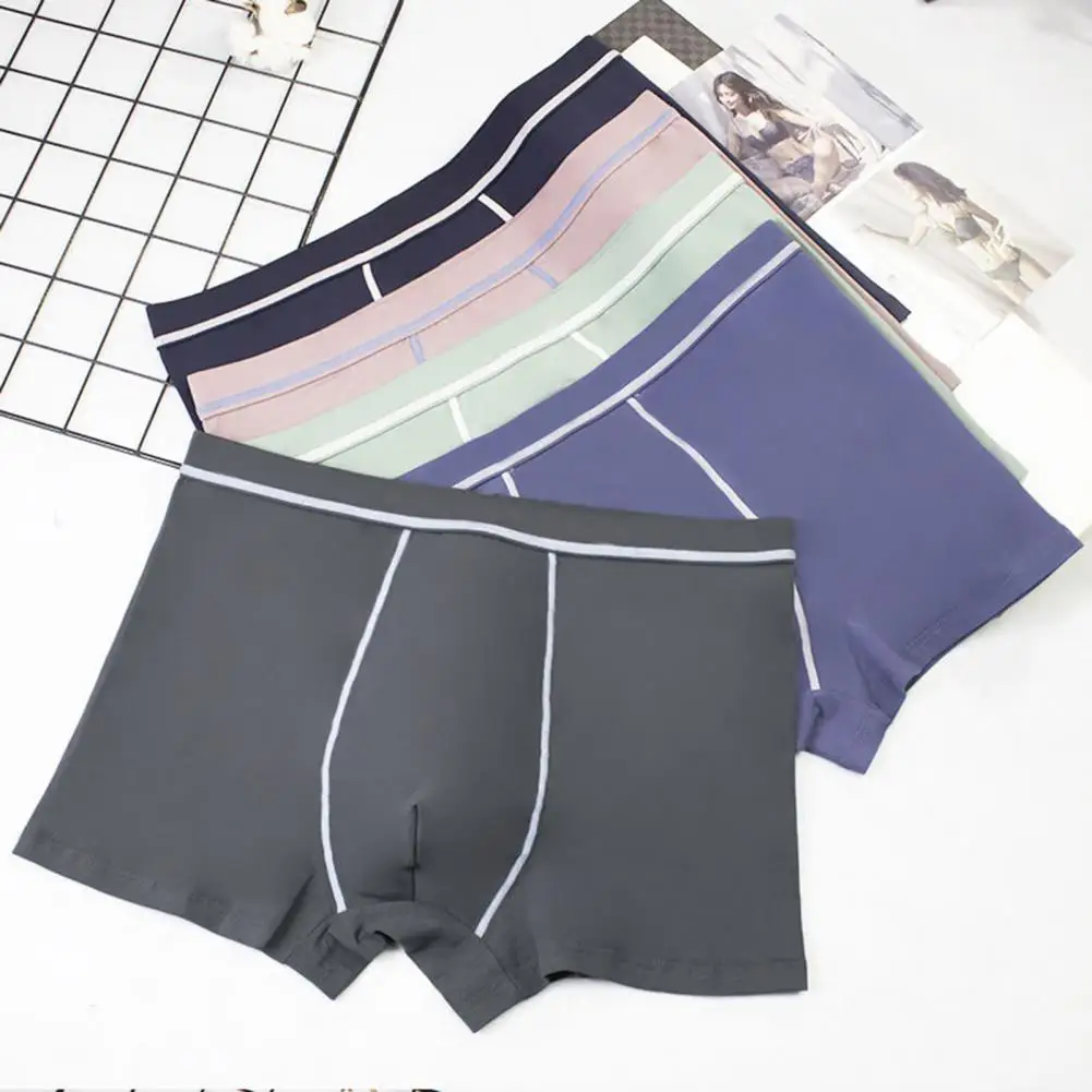 

Elastic Waistband Panties Men's Summer Boxer Underwear with Elastic Waistband U-convex 3d Cutting Mid-rise Shorts for Comfort