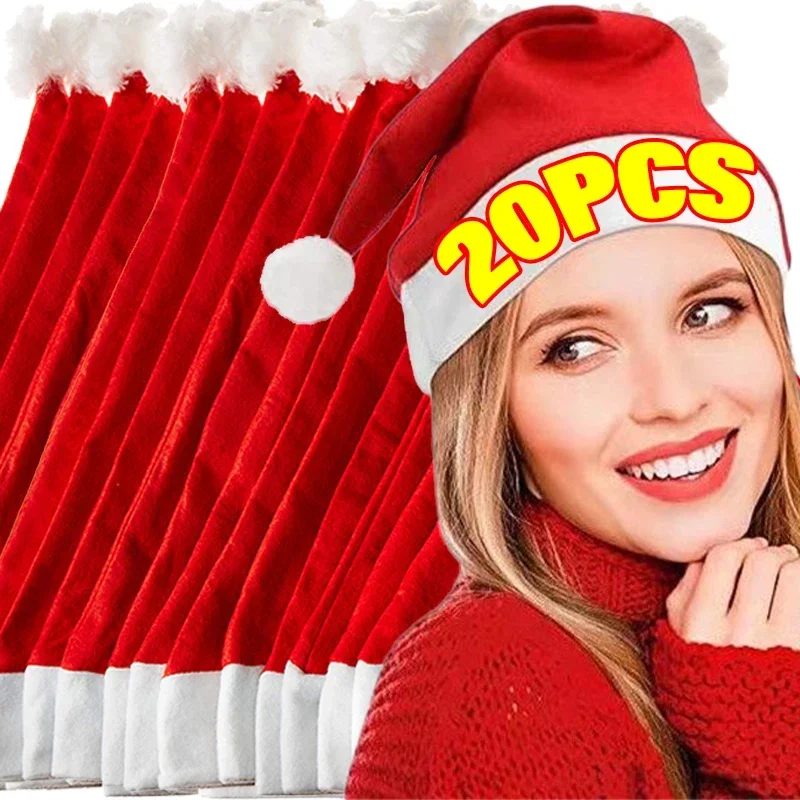 thumbnail image 4 of 20/1 piezas de sombreros de Navidad nuevos para adultos y niños, sombreros de Papá Noel rojos no tejidos, gorros de Navidad para fiesta de Año Nuevo, decoración del hogar, regalos de festival, 4 of 5