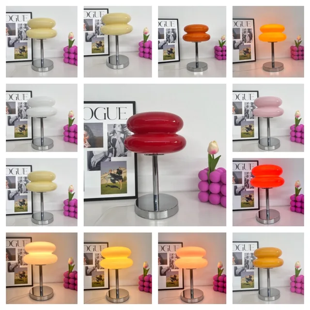Lampe de table en verre macaron, gradation trichromatique, lampes de salon, protection des yeux, veilleuse, chambre de fille, décor de chevet 6