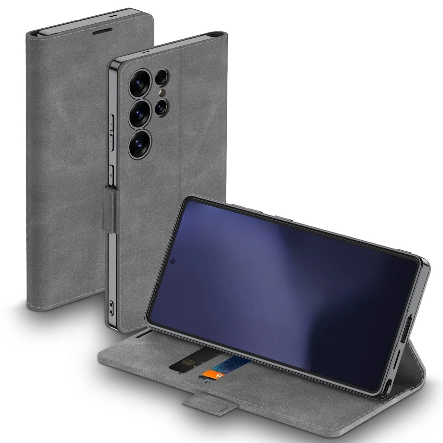 Elegant PU Leather Matte Wallet Phone Case with Card Holder & Magnetic Closure - All-Inclusive Skin Feel