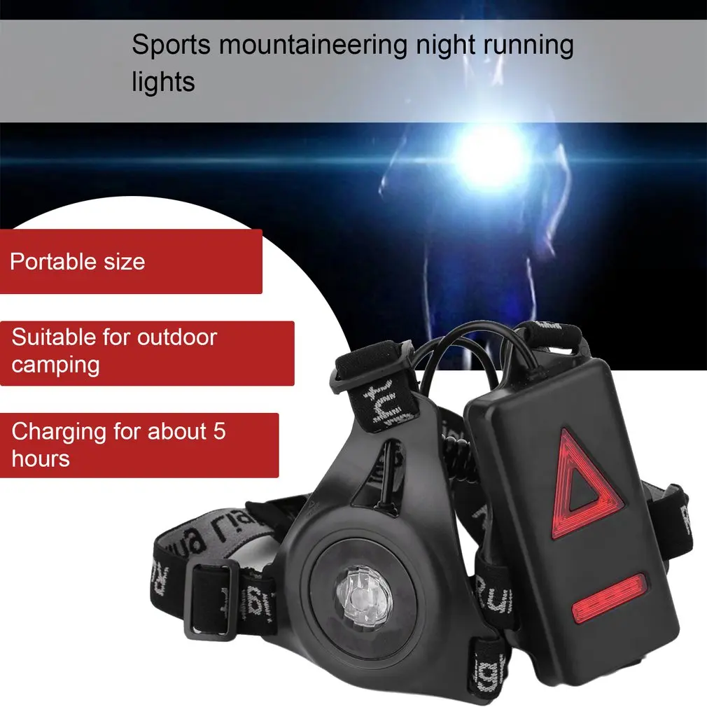 

Outdoor Sport Running Lights LED Night Running Flashlight Warning Lights USB Charge Chest Lamp White Light Torch Fast Delivery
