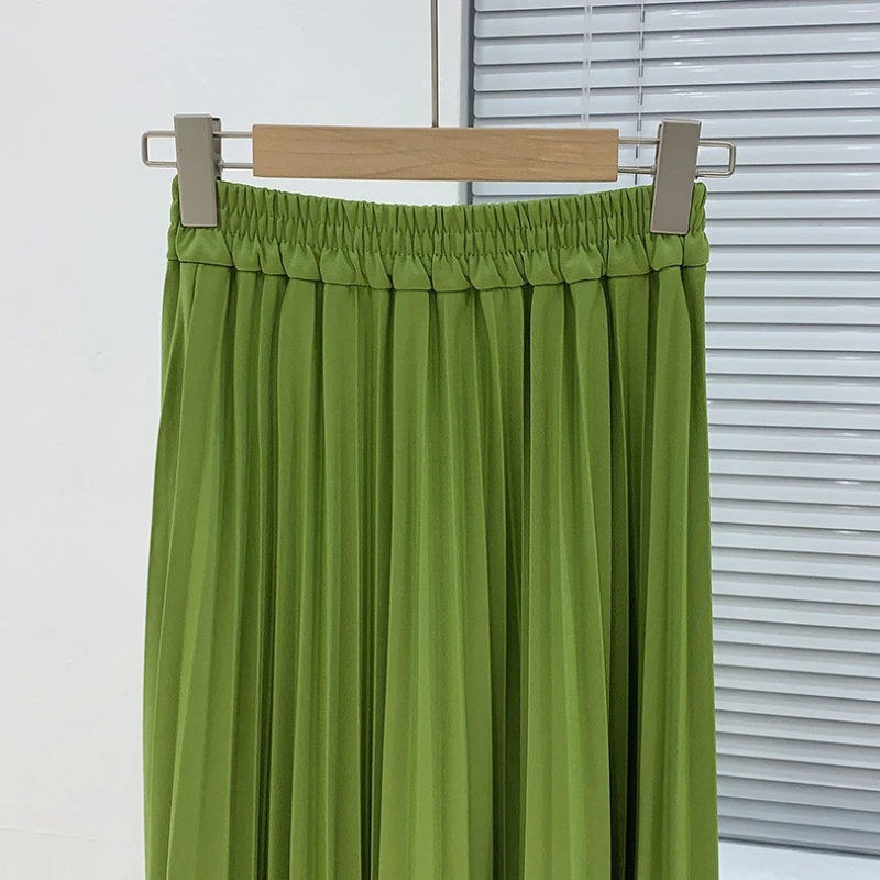 crop top and skirt Pleated Skirt Spring 2022 Women Fashion Midi Skirt Solid Color Loose Skirts Female Mid-calf Skirts Casual Women's Bottoms jean skirt