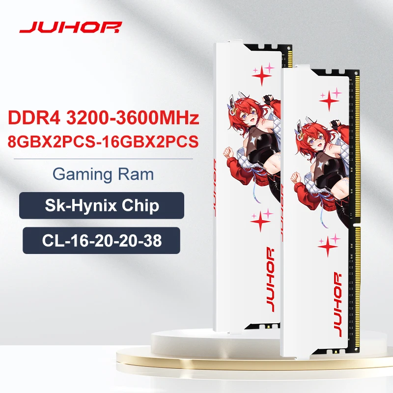 Desktop RAM Memory JUHOR Memoria Ram ddr4 8GB 16GB 3200MHz 3600MHz DIMM with White Heat Sink desktop ram memory desktop memory