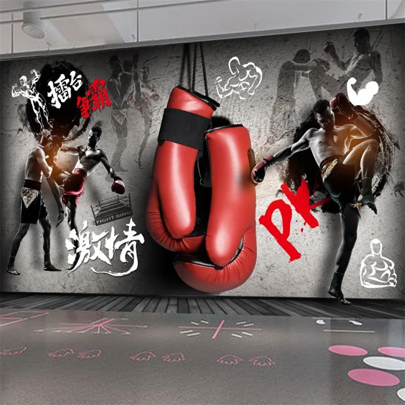 Custom Boxing Fitness Gym Wallpaper Industrial Decoration Mural Club Sports  Room Bar Background Wall Papel Tapiz 3d Para Pared