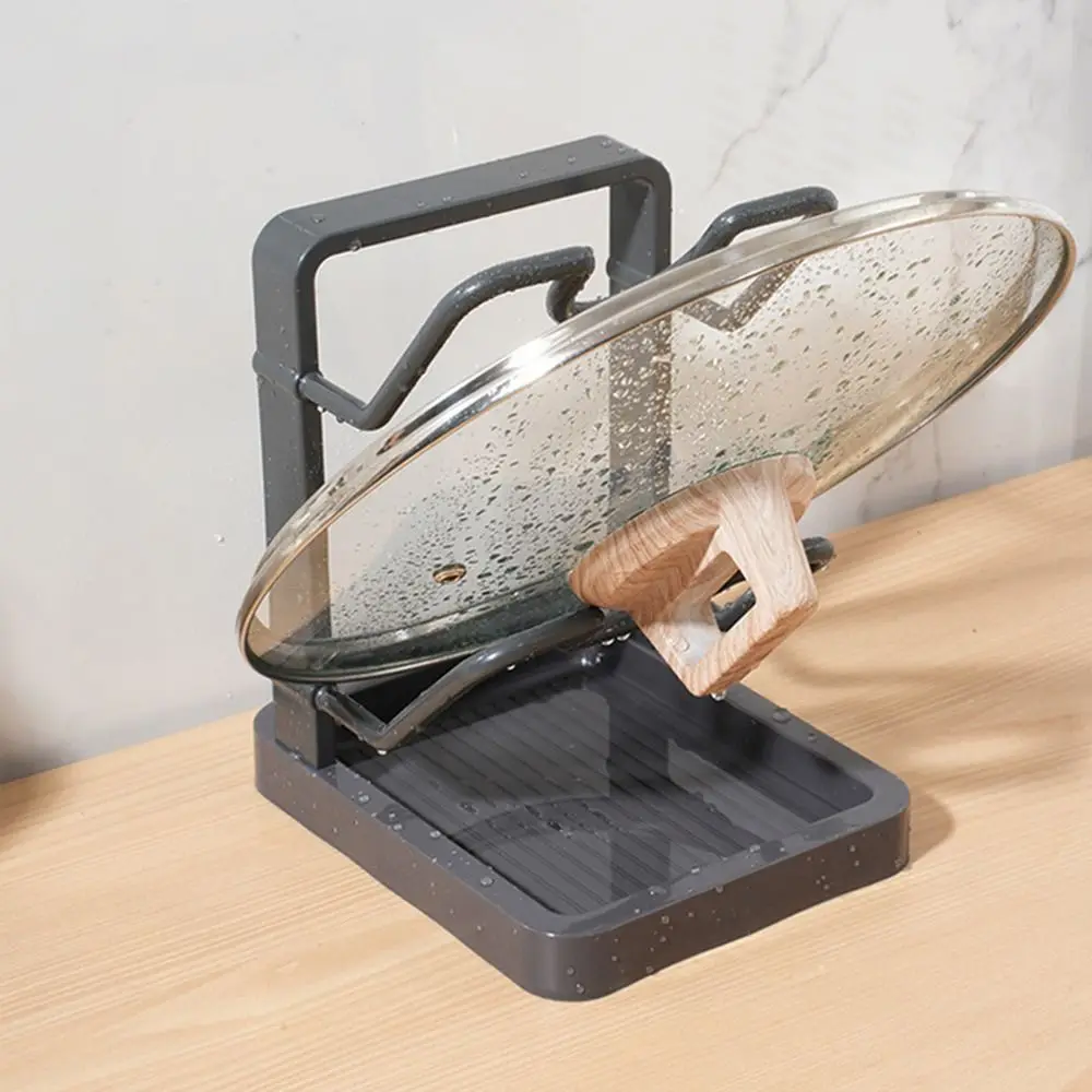 Durable Double Layer Pot Lid Rack Draining Large Capacity Cutting Board Holder Non-slip Kitchen Storage Rack Pot Lid Organizer