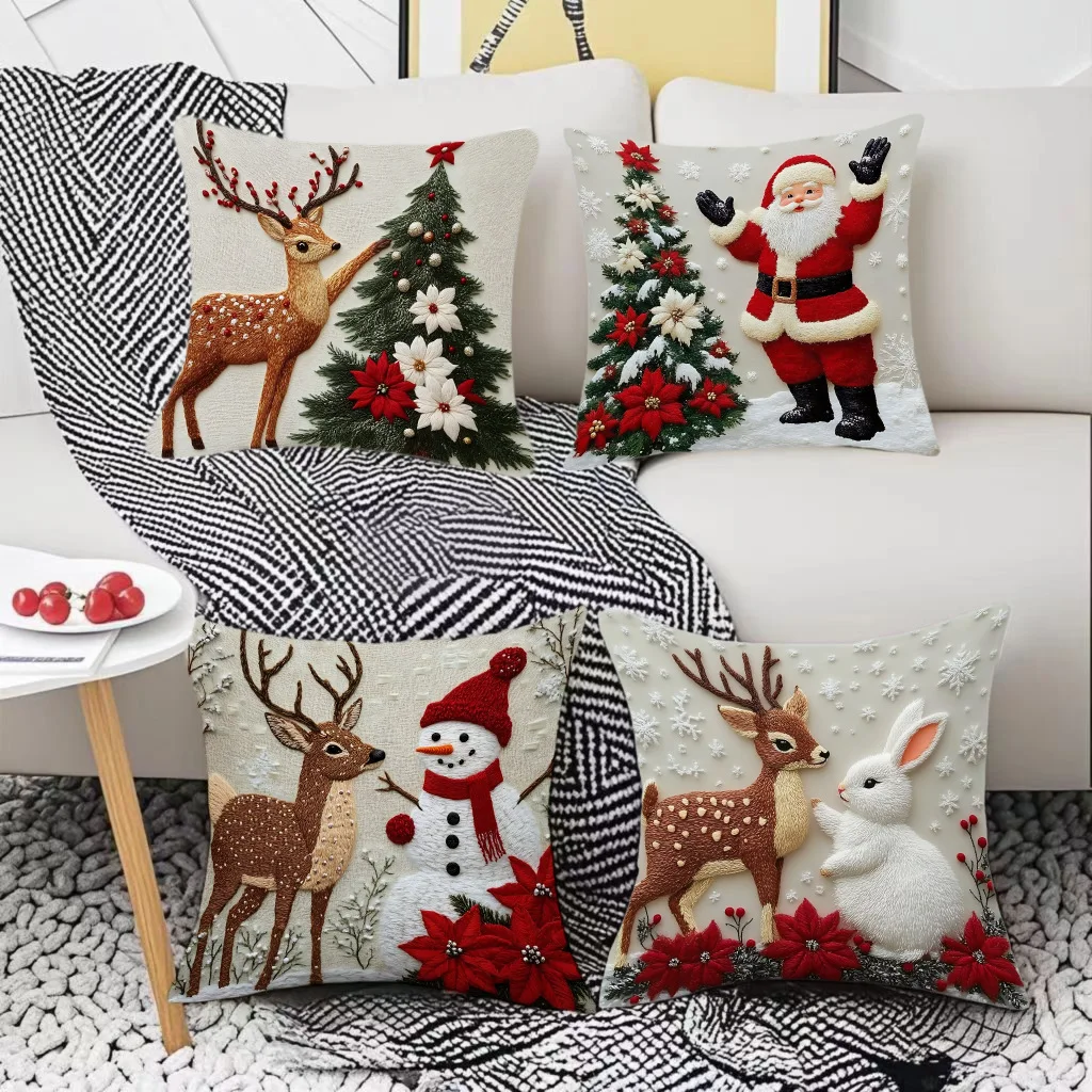 New Merry Christmas Cushion Cover Home Decorations 2025 Christmas Ornament Pillow Case Xmas Navidad Gifts New Year Gifts