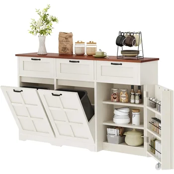 ตู้ขยะคู่แบบอเมริกันสำหรับห้องครัว, ตู้เก็บขยะแบบเอียงพร้อมลิ้นชัก, เกาะกลางครัวพร้อมที่เก็บของ, ซ่อนอยู่ 1