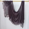 Hijab Ramadan en Rayonne, Coton et Modal, avec bordure en dentelle, Turban respirant, Châle uni en coton, Foulard pour femmes