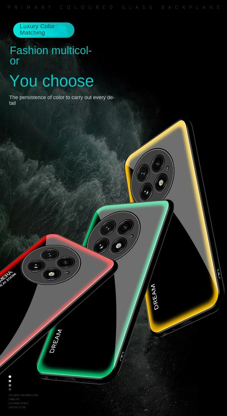 Gradient Tempered Glass Protective Back Cover Case