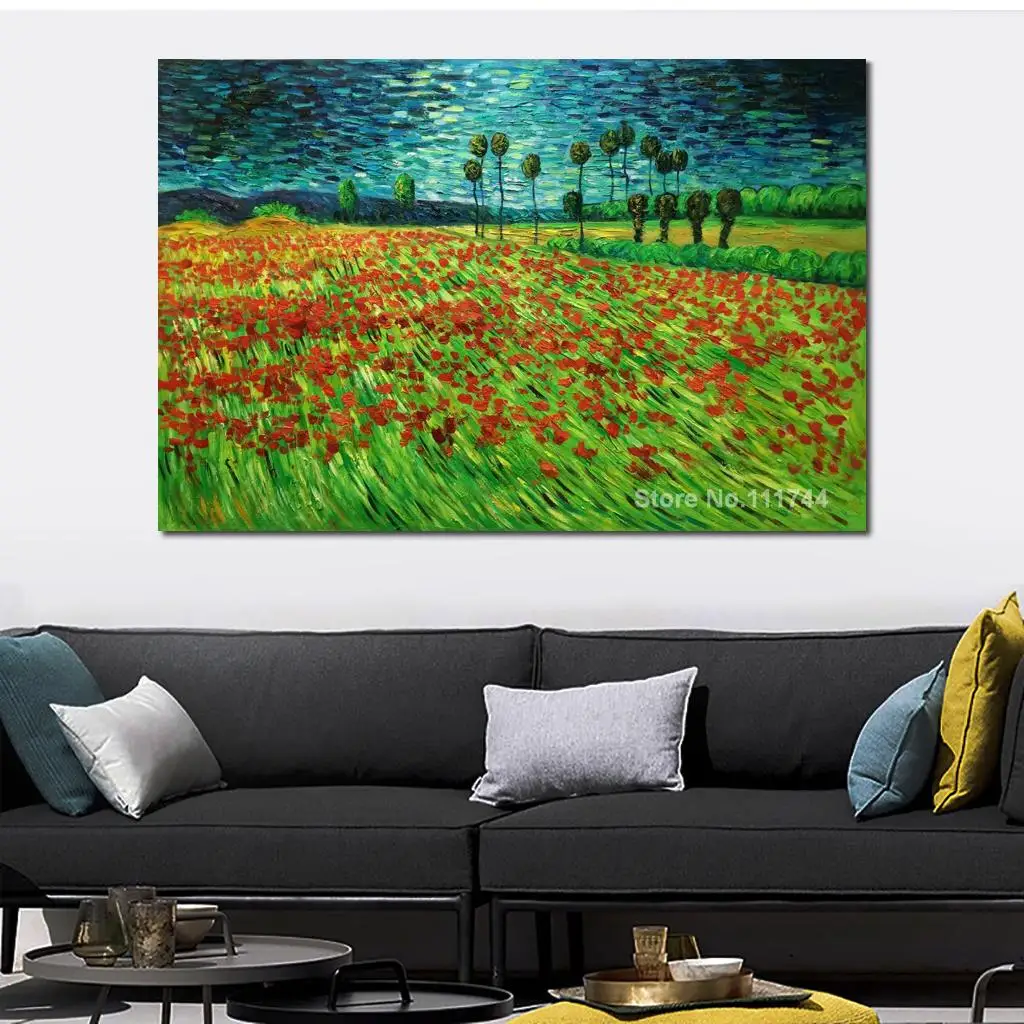 Pittura Di Arte Del Paesaggio Su Tela Campo Di Pappie Ii Dipinto A Mano Vincent Van Gogh Opera D'Arte Di Alta Qualità