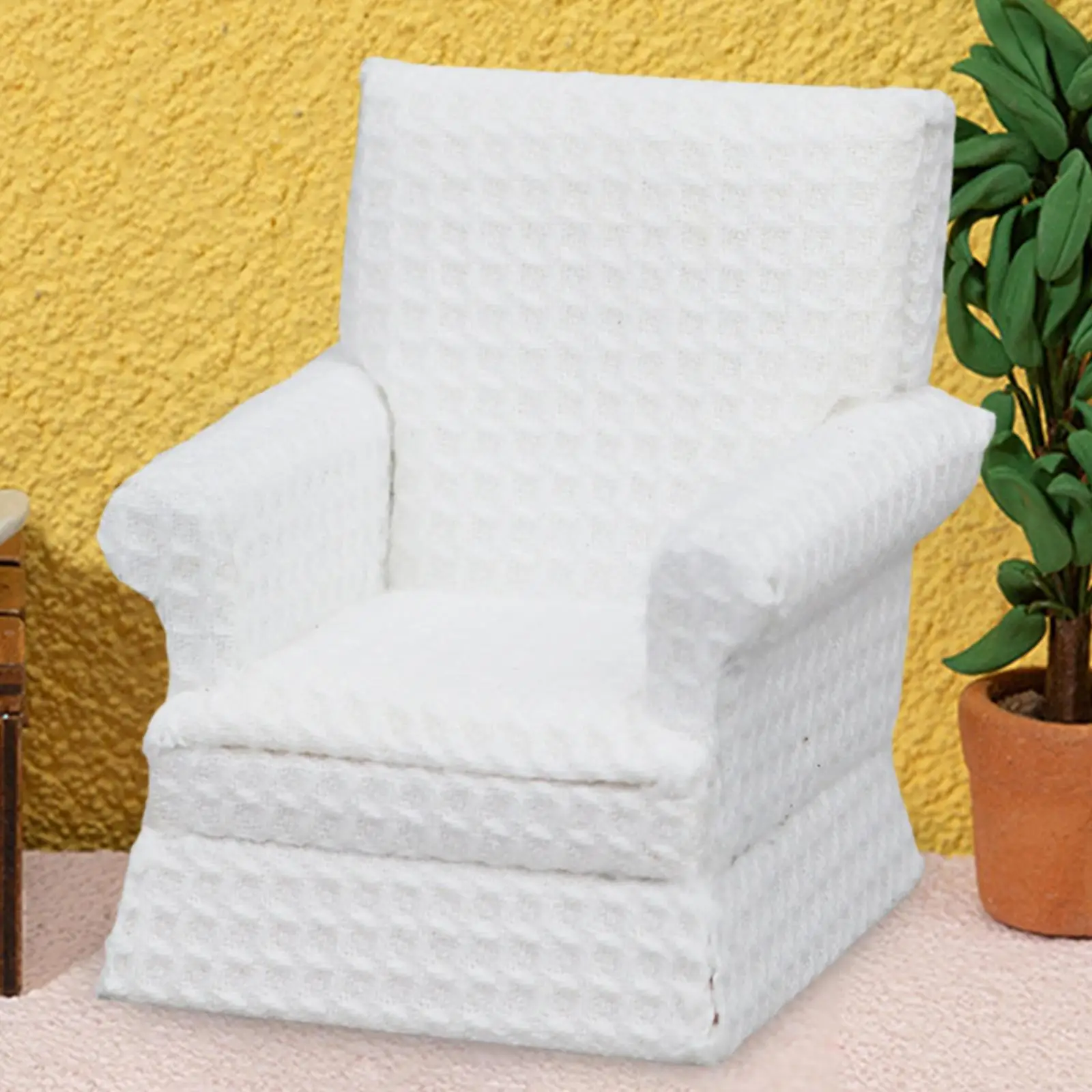 

Miniature Wood Sofa Craft White Furniture Set Toys Accessory for 1:12 Dollhouse Pretend Play Bedroom Living Room Home Decor