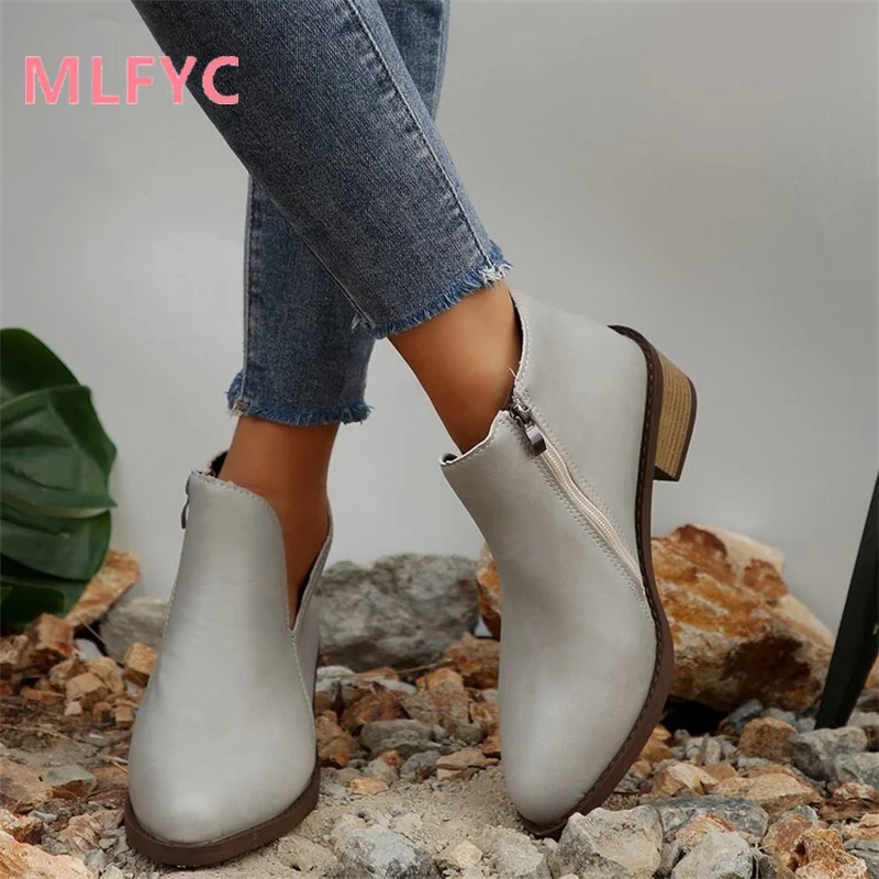 Autumn Winter New Foreign Trade Large Size Single Shoes European American Flat Bottom Side Zipper Women's Casual Single Shoes