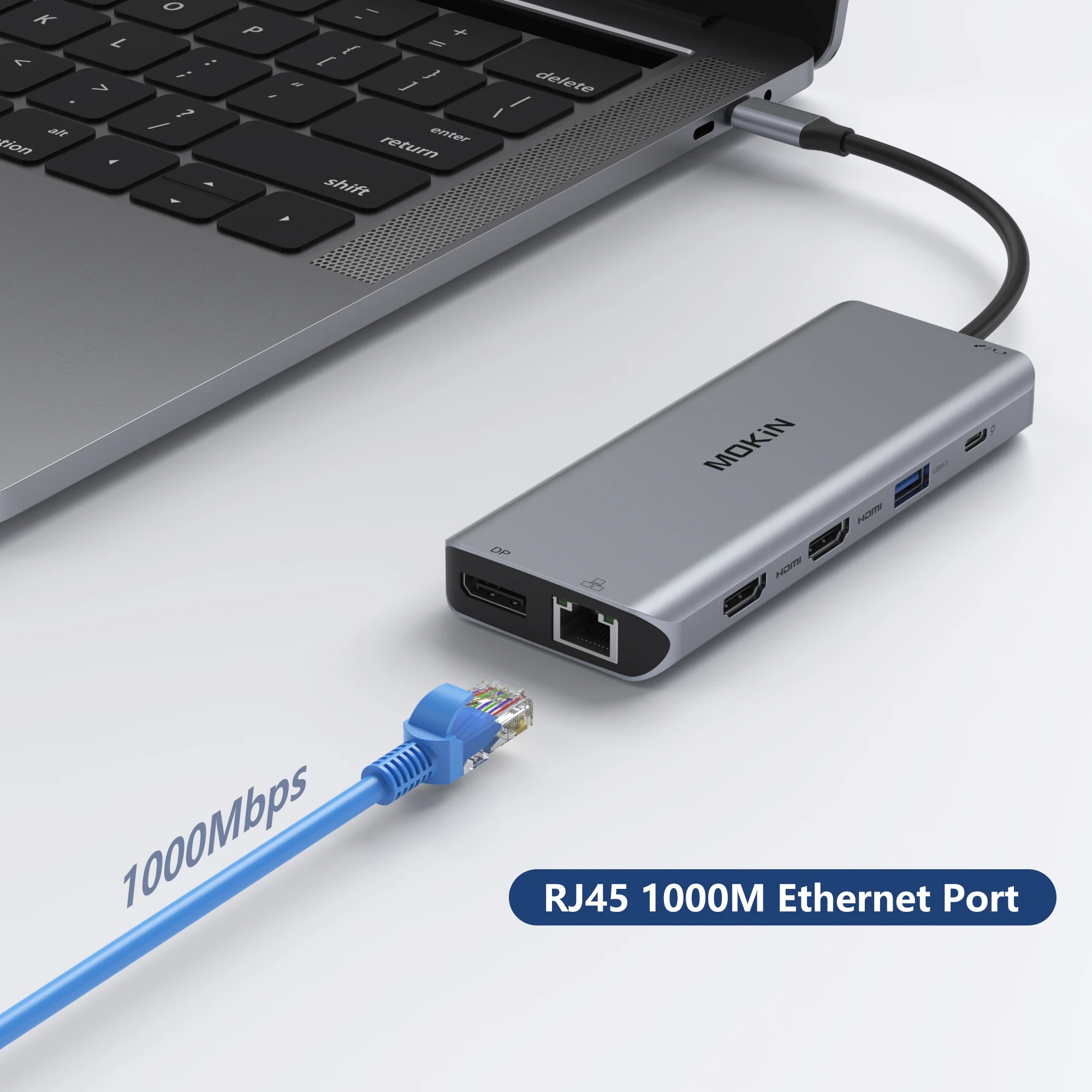 MacBook Air/Pro, iPad, Thunderbolt 노트북용 MOKiN 13 in 1 도킹 스테이션 - HDMI 4K30Hz, DP 4K60Hz, PD 100W, RJ45 1Gbps, 오디오