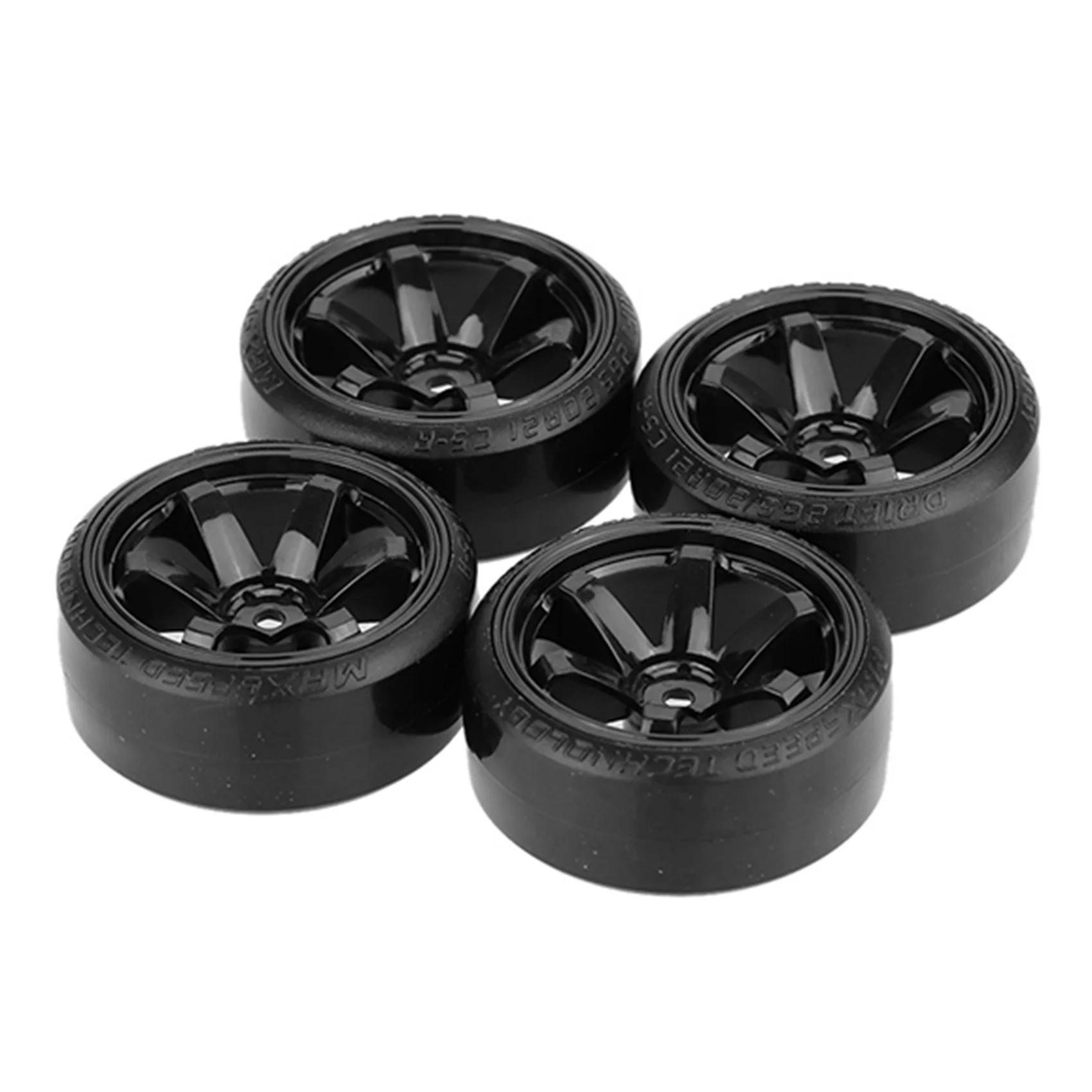4Pcs Drift Car Tire Wheel Rim Hard Wheel Tire Per 1/10 Traxxas Hsp Tamiya Hpi Kyosho Drifting Rc Car Black
