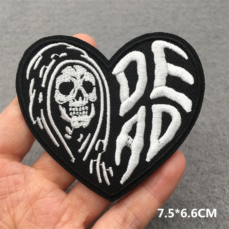 Black and White Ghost Zipper Embroidered Iron-On Punk Patches