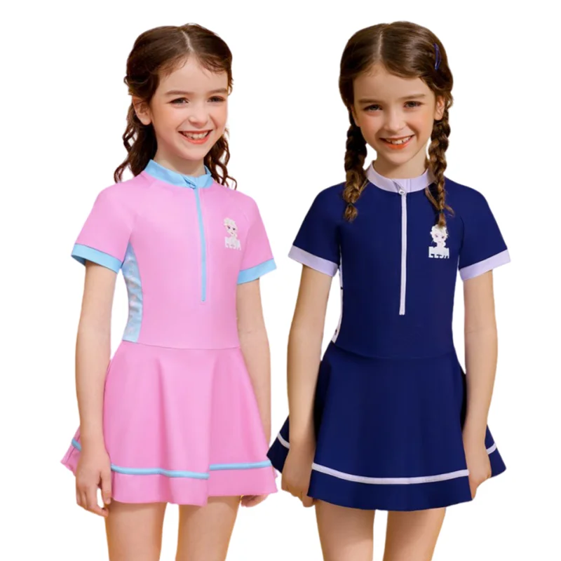

Disney Princess Frozen Elsa Anime Peripherals Kawaii Cartoon Girls Swimsuit Dress Creative Diving Suit Swimsuit Gift Wholesale