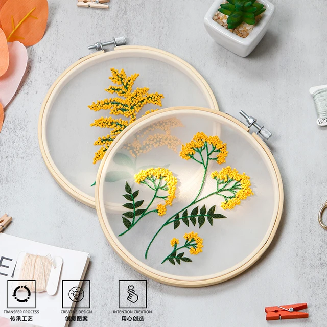 Plant Patterns Embroidery Material Package Hoop DIY Cross Stitch Kits  Embroidery Frame Handmade Sewing Supplies Hanging Painting - AliExpress