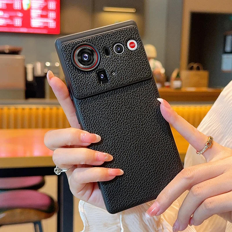 Premium Vegan Leather Lychee Texture Shockproof Case - Anti-Drop Hard Cover, Nubia Z80 Ultra