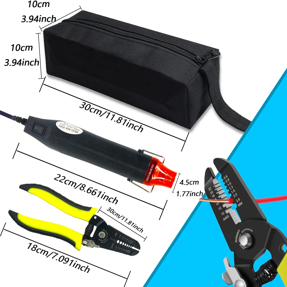 Hot Air Gun 300W Electric Heat Blower Tool Kit for DIY Shrink Tubing Soldering Wrap Plastic Rubber Stamp with heat shrik tube 5