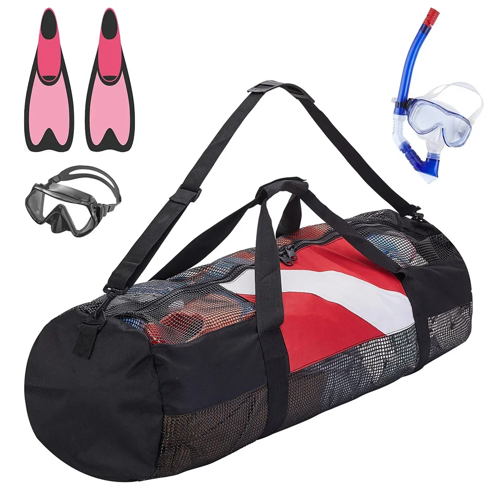Swimming Beach Storage Bag Extra Large Portable Mesh Diving Duffels with Adjustable Shoulder Strap for Travel Gym Workout diving storage bag diving mesh bag