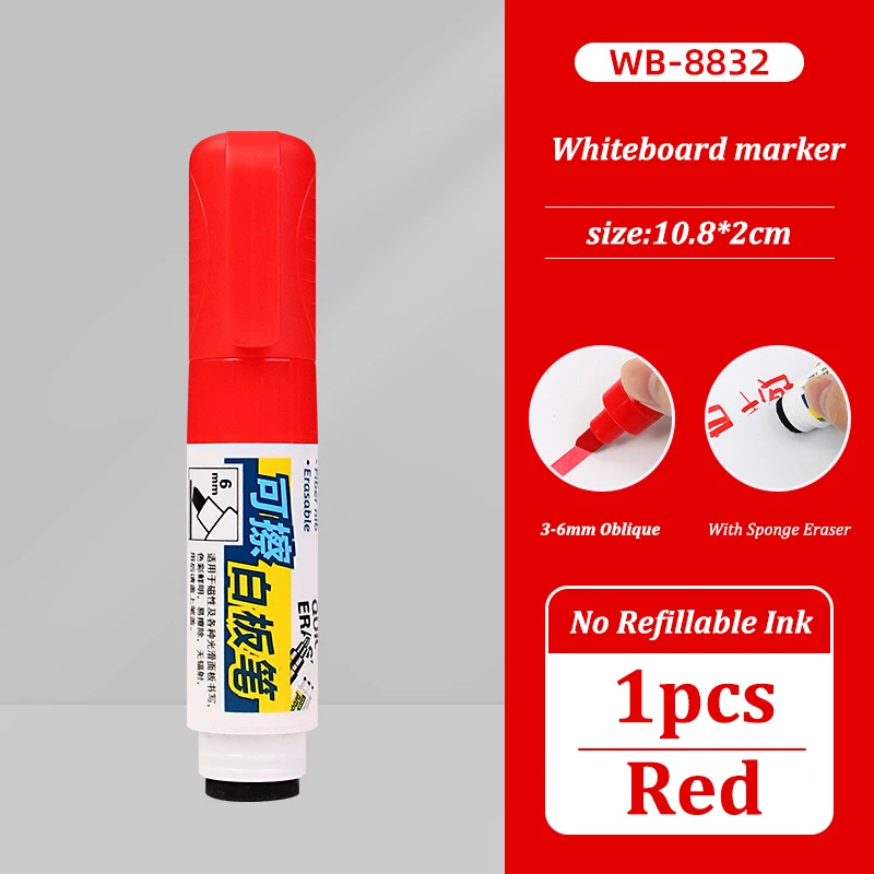 Vibrant Dry Erase Markers with Built-in Eraser, Bold 6mm Tip, Low-Odor & Non-Toxic