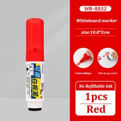 Vibrant Dry Erase Markers with Built - in Eraser, Bold 6mm Tip, Low - Odor & Non - Toxic (1pcs Red)