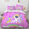 Rainbow Unicorn Bedding Sets Cartoon 3D Digital Printing Duvet Cover Sets Suitable for Bedroom Unicorns and Rainbows Bed Linen 2
