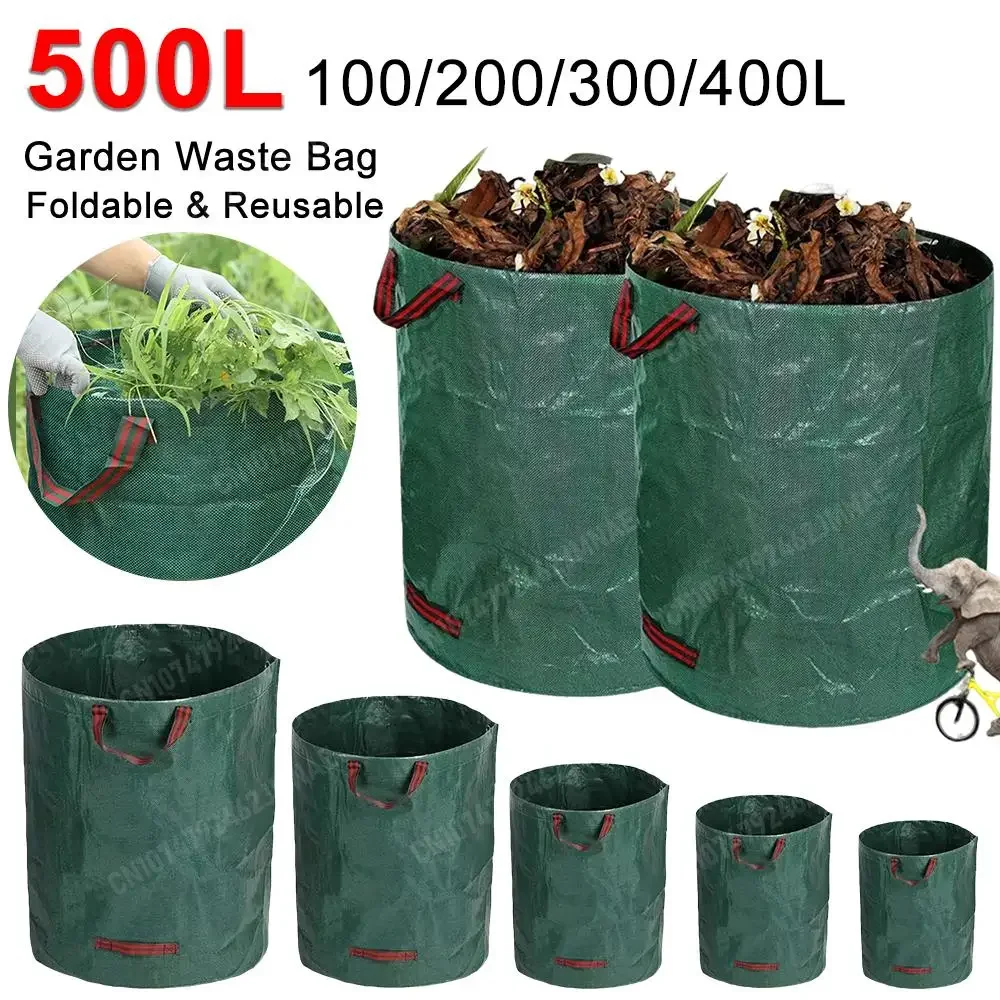 500L-60L Reusable Garden Bag Large Capacity Leaf Sack Foldable