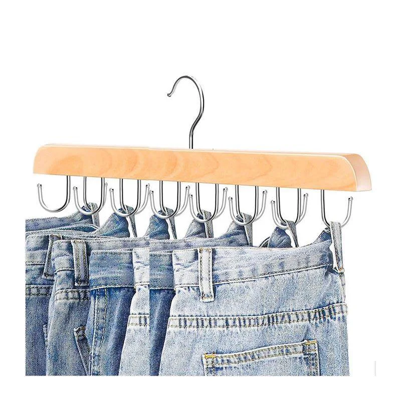 New Solid Wood Underwear Hanger Multi-Functional Household Sling Belt Tie Hook Non-Slip Wooden Storage Rack 4